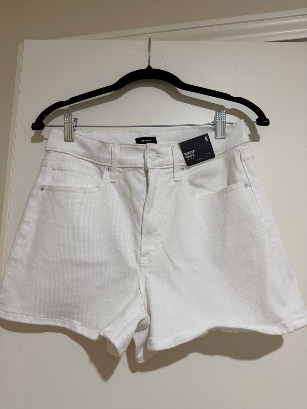 Express High-Rise White Denim Shorts